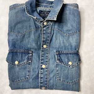 Lucky Brand Medium Blue Denim Western Shirt